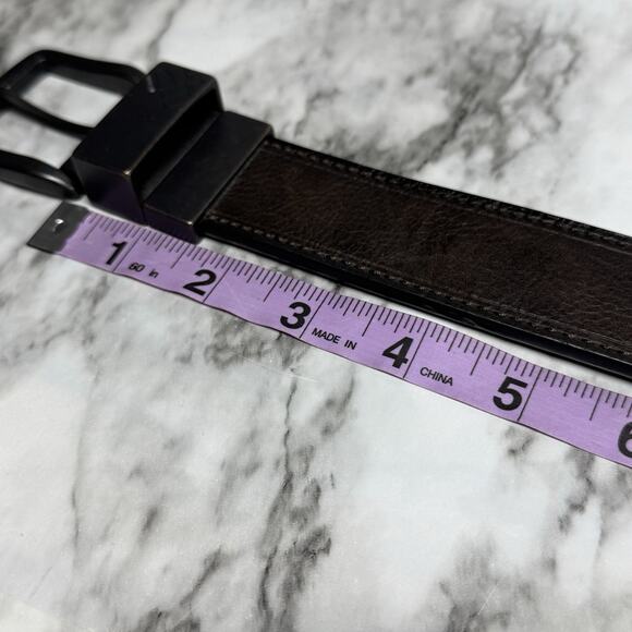 Columbia Black Brown Belt Mens Size 40 Dark Tone Metal Hardware - Picture 4 of 14